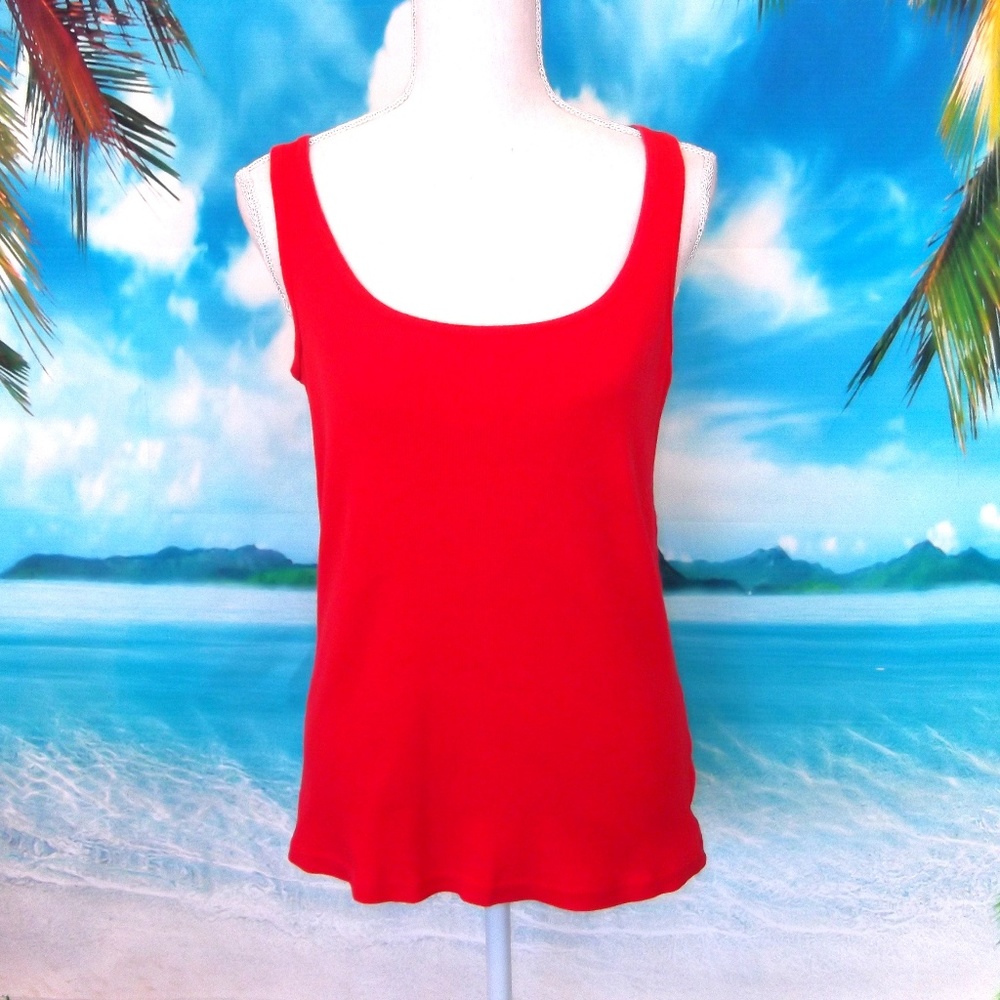 Faded Glory Red Ribbed Tank Top XL (16/18)